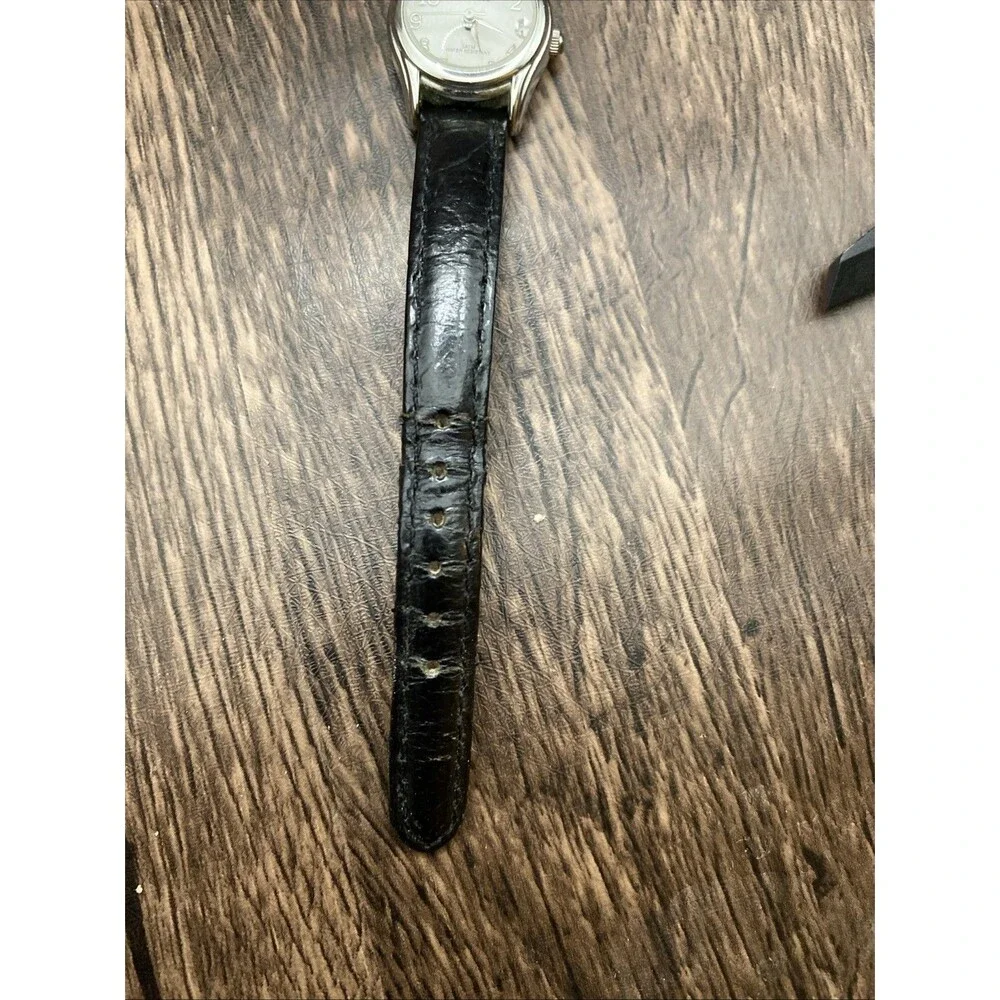 Vintage Sharp Womens Watch 24 mm Black Leather Quartz Easy Read With Date